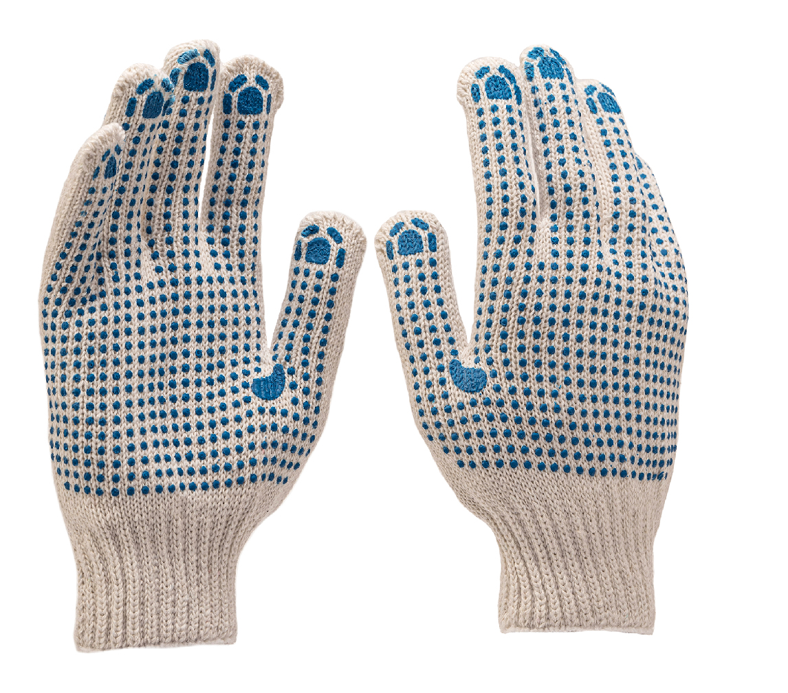 Перчатки трикотажные с ПВХ точкой, 7 класс 67824 эластичные перчатки механика truper