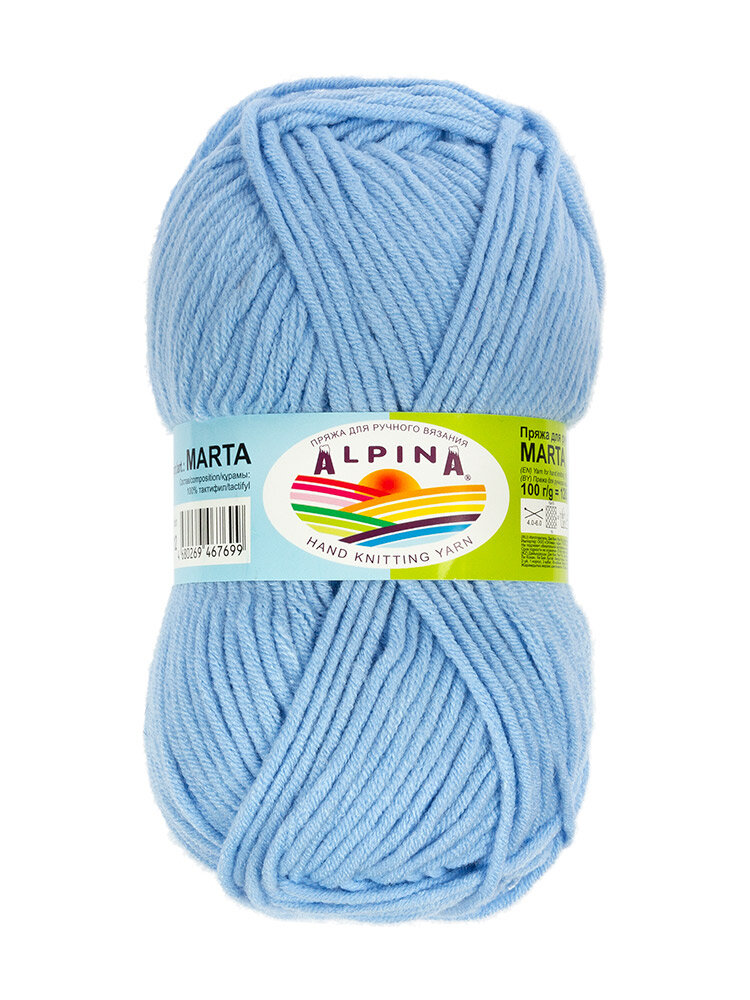 

Пряжа Alpina Marta 5 шт. по 100 г 100% тактифил 120 м №012 голубой, "MARTA"