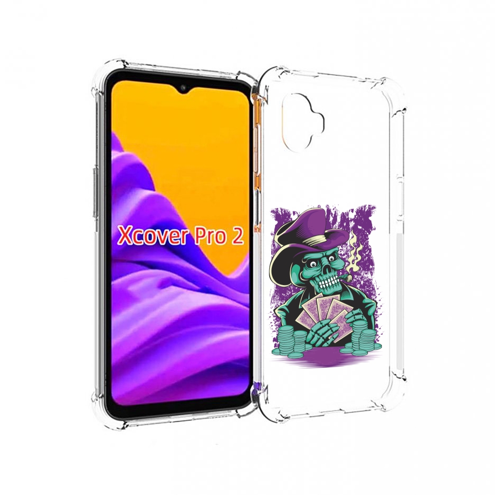 

Чехол MyPads зеленый череп с картами для Samsung Galaxy Xcover Pro 2, Прозрачный, Tocco