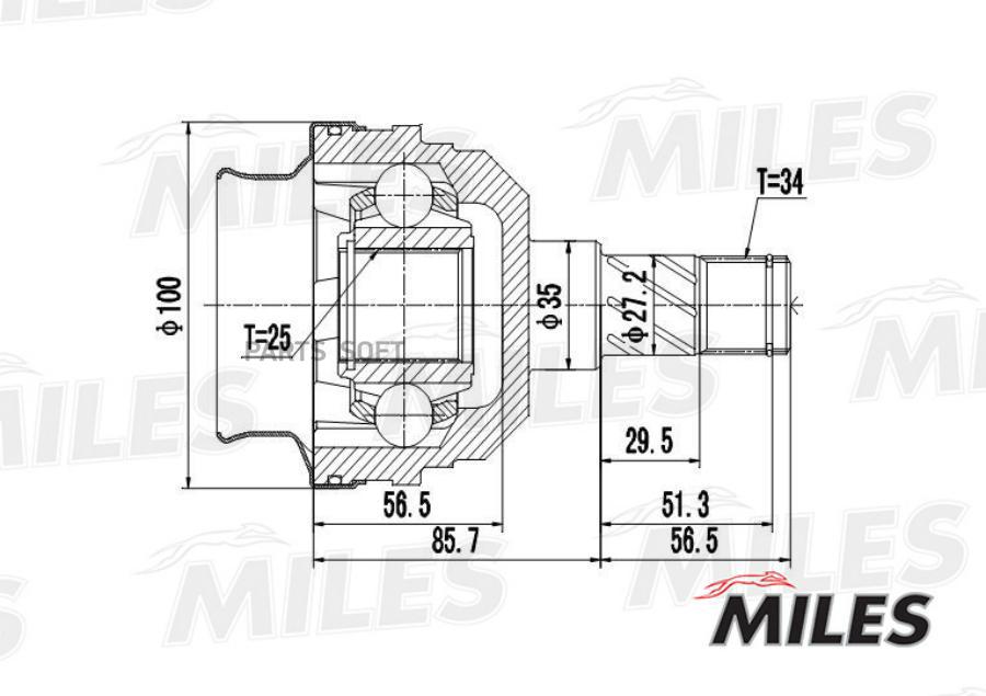 

Шрус Opel Astra F/Kadett D/E/Vectra A 1.6D-2.5 91-08 Внутр. Miles GA10022