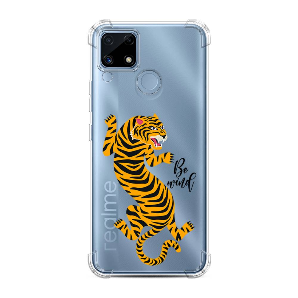 фото Противоударный силиконовый чехол "tiger be wind" на realme c25 awog