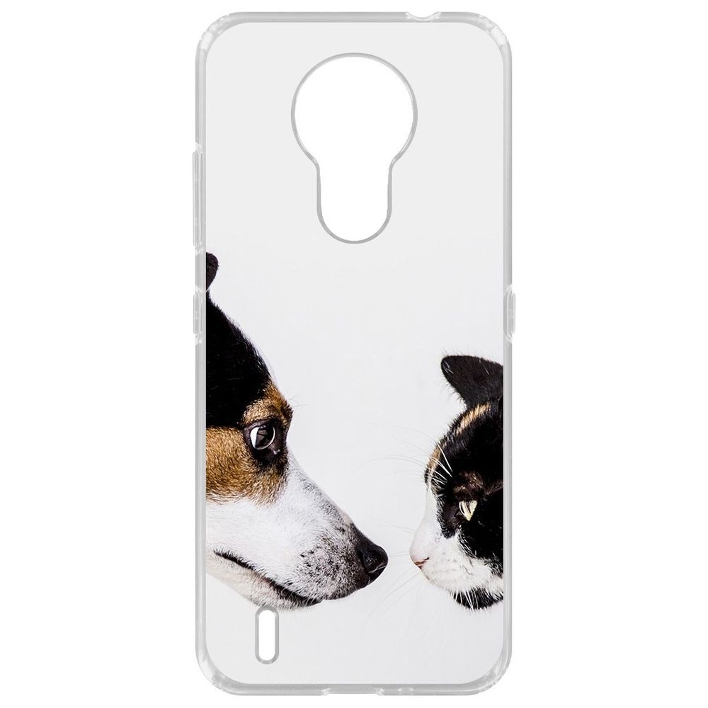 

Чехол-накладка Krutoff Clear Case Собаки против кошек для Nokia 1.4, Прозрачный