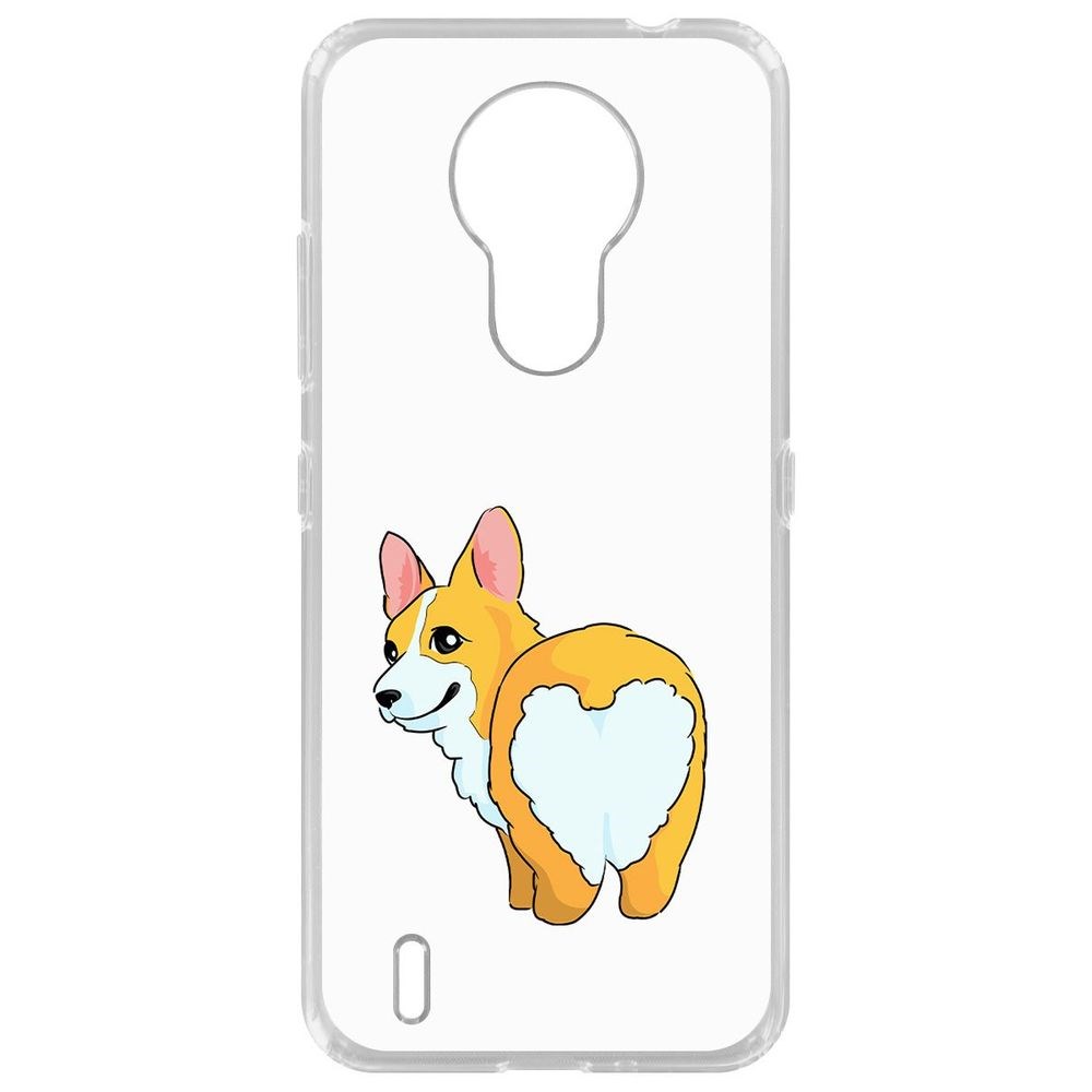 

Чехол-накладка Krutoff Clear Case Рисованный корги вид 2 для Nokia 1.4, Прозрачный