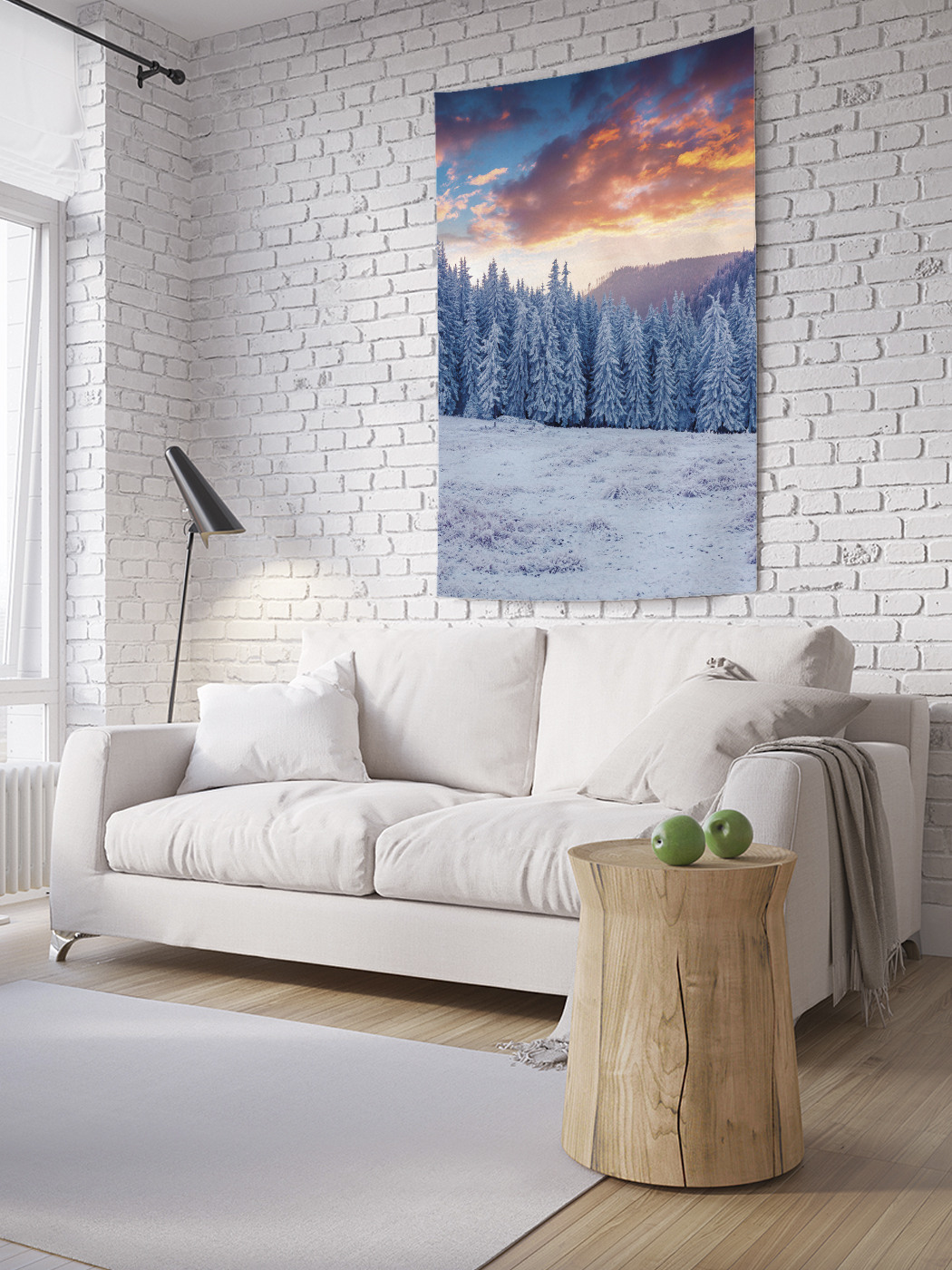 

Вертикальное фотопанно на стену JoyArty Заснеженный лес на закате 150x200 см, Заснеженный лес на закате