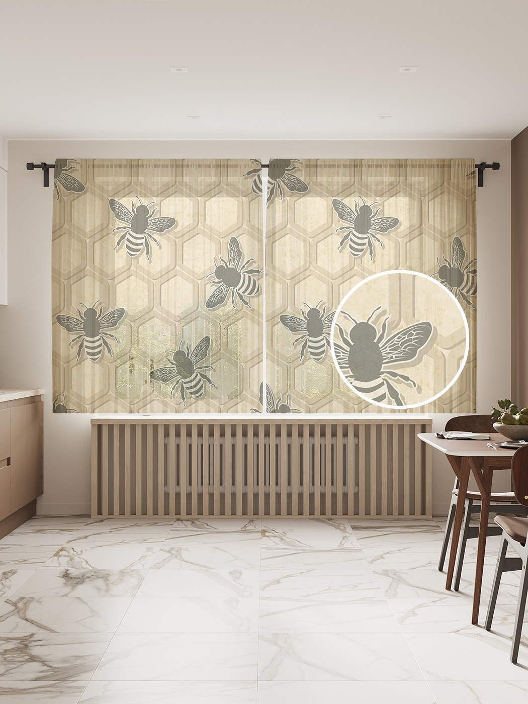 

Фототюль JoyArty "Пчелы на сотах", 145x180 см (2 полотна со шторной лентой + 50 крючков), Пчелы на сотах