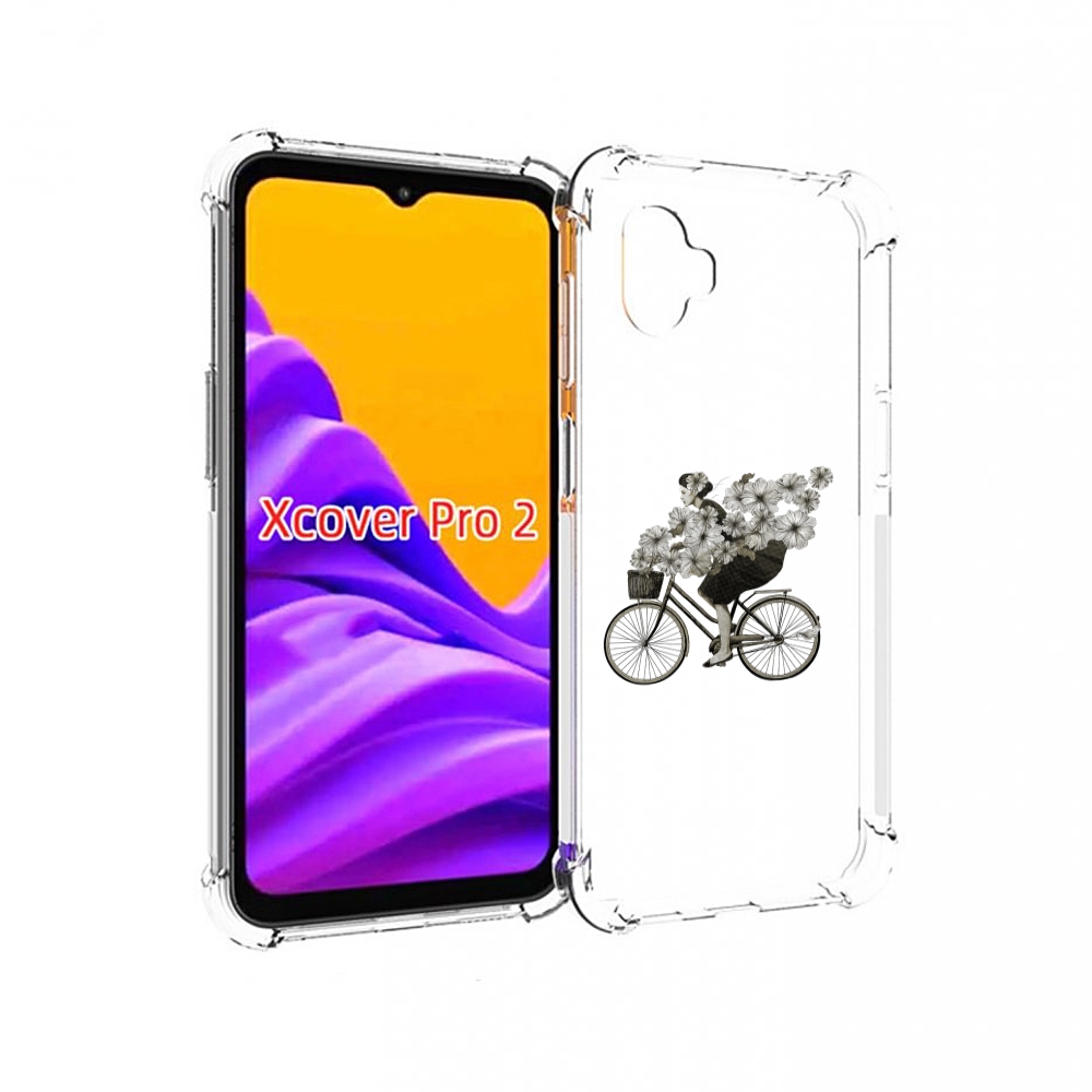 Чехол MyPads девушка на велосипеде с цветами для Samsung Galaxy Xcover Pro 2