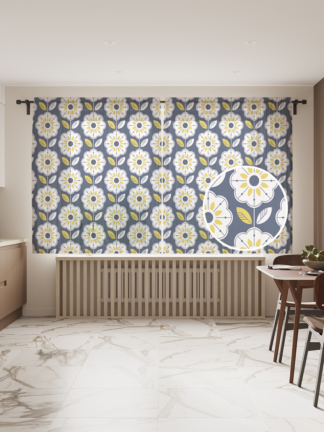 

Фототюль JoyArty "Фольклорные цветы" 145x180см (2 полотна со шторной лентой + 50 крючков), Фольклорные цветы