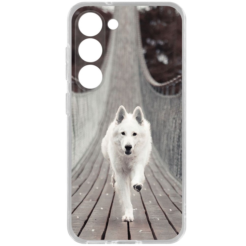 

Чехол-накладка Krutoff Clear Case Пес на мосту для Samsung Galaxy S23, Прозрачный