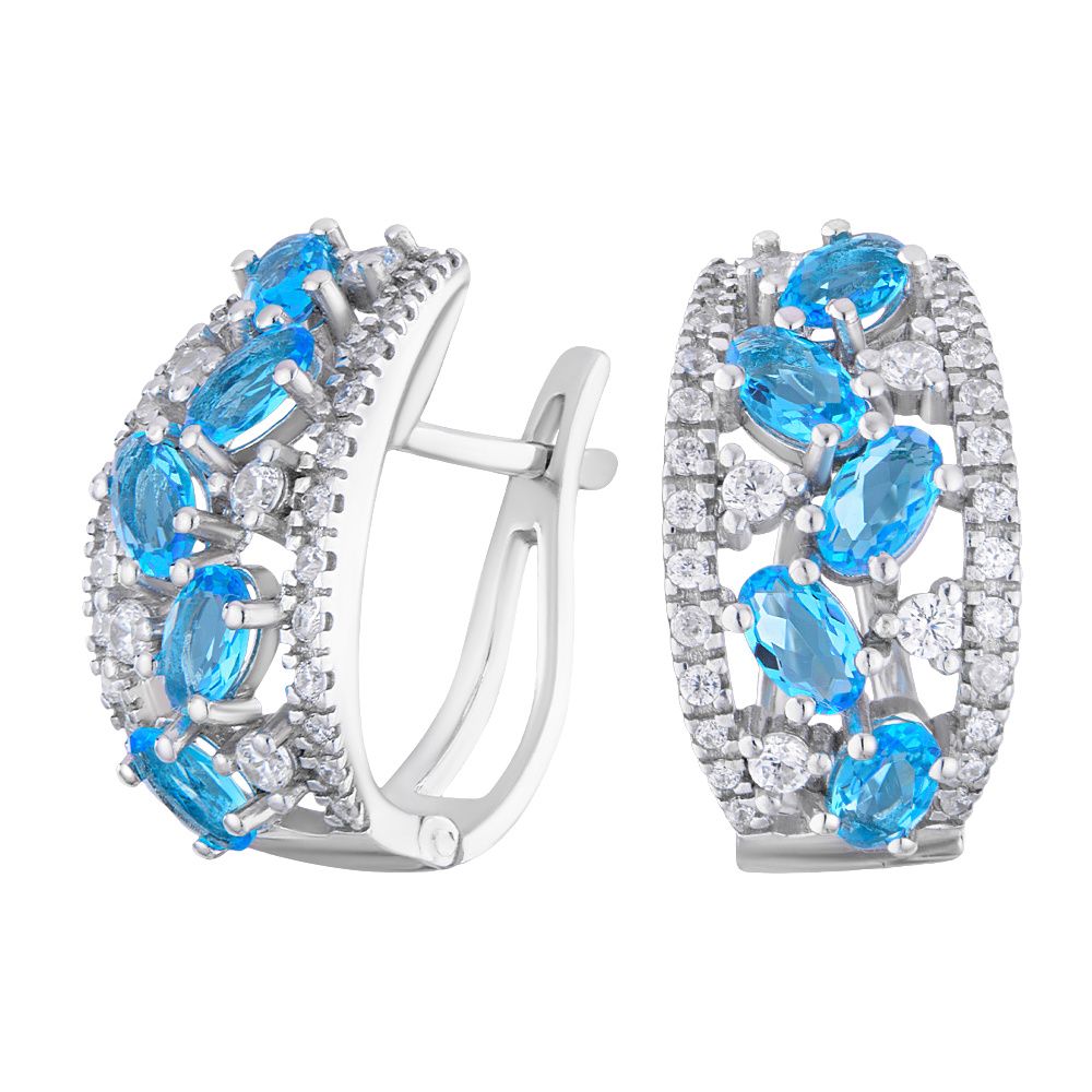 

Серьги из серебра с топазом/фианитом ЮВЕЛИР КАРАТ 2723073/9ттс, 2723073/9ттс