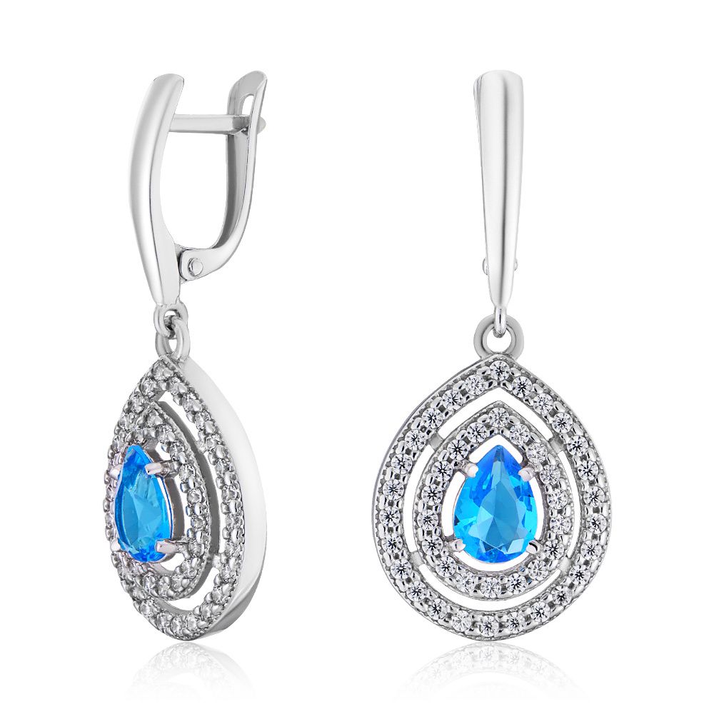 

Серьги из серебра с топазом/фианитом ЮВЕЛИР КАРАТ 2729213/9ттс, 2729213/9ттс