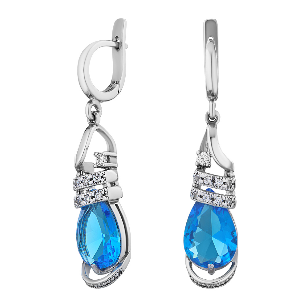 

Серьги подвески из серебра ЮВЕЛИР КАРАТ 2723458/9ттс, топаз/фианит, 2723458/9ттс