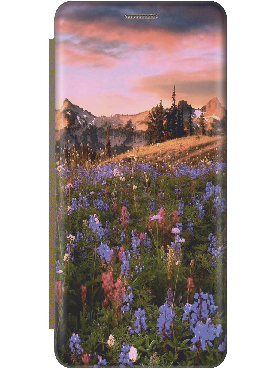 

Чехол-книжка на Tecno Pova Neo 3 "Цветочное поле и горы" золотой, Зеленый;фиолетовый;розовый, 20001482