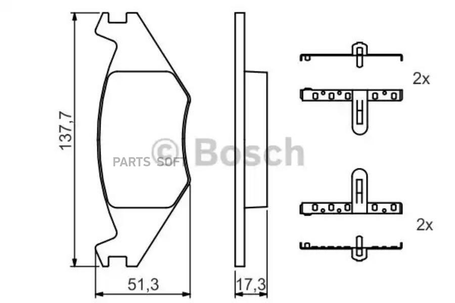 Тормозные колодки Bosch 0986468890 100055535661