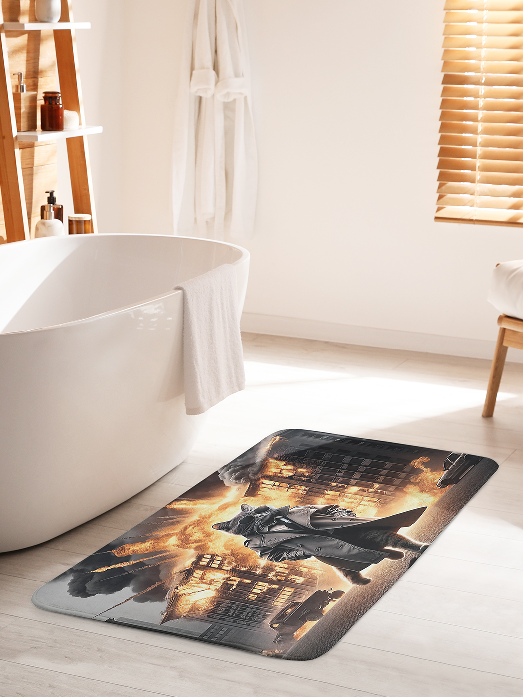 

Коврик для ванной туалета душа JoyArty "Кот-спецагент", bath_429877_60x100
