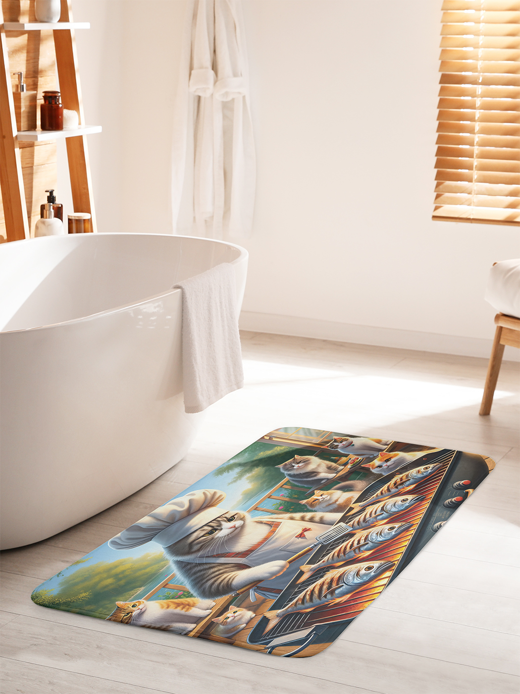 

Коврик для ванной туалета душа JoyArty "Кошачье барбекю", bath_429881_60x100