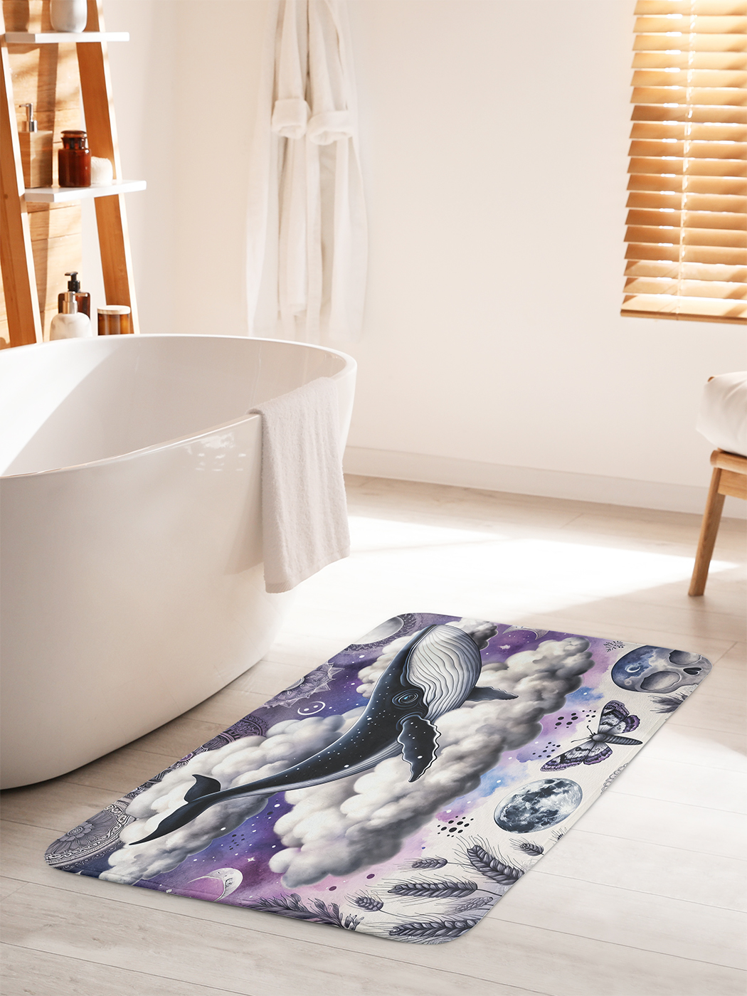 

Коврик для ванной туалета душа JoyArty "Кит в облаках", bath_sd1530_60x100