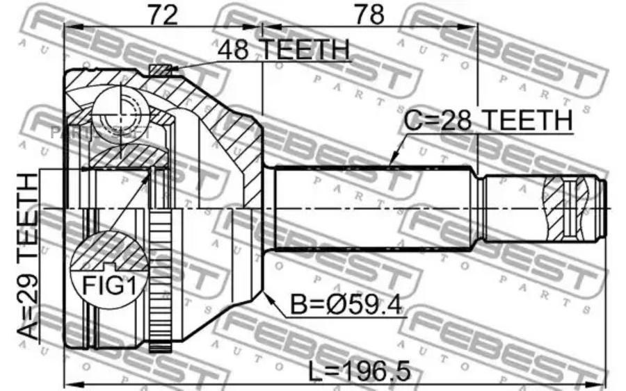 

FEBEST Шрус наружный 29x59x28 FEBEST 2110-trda48