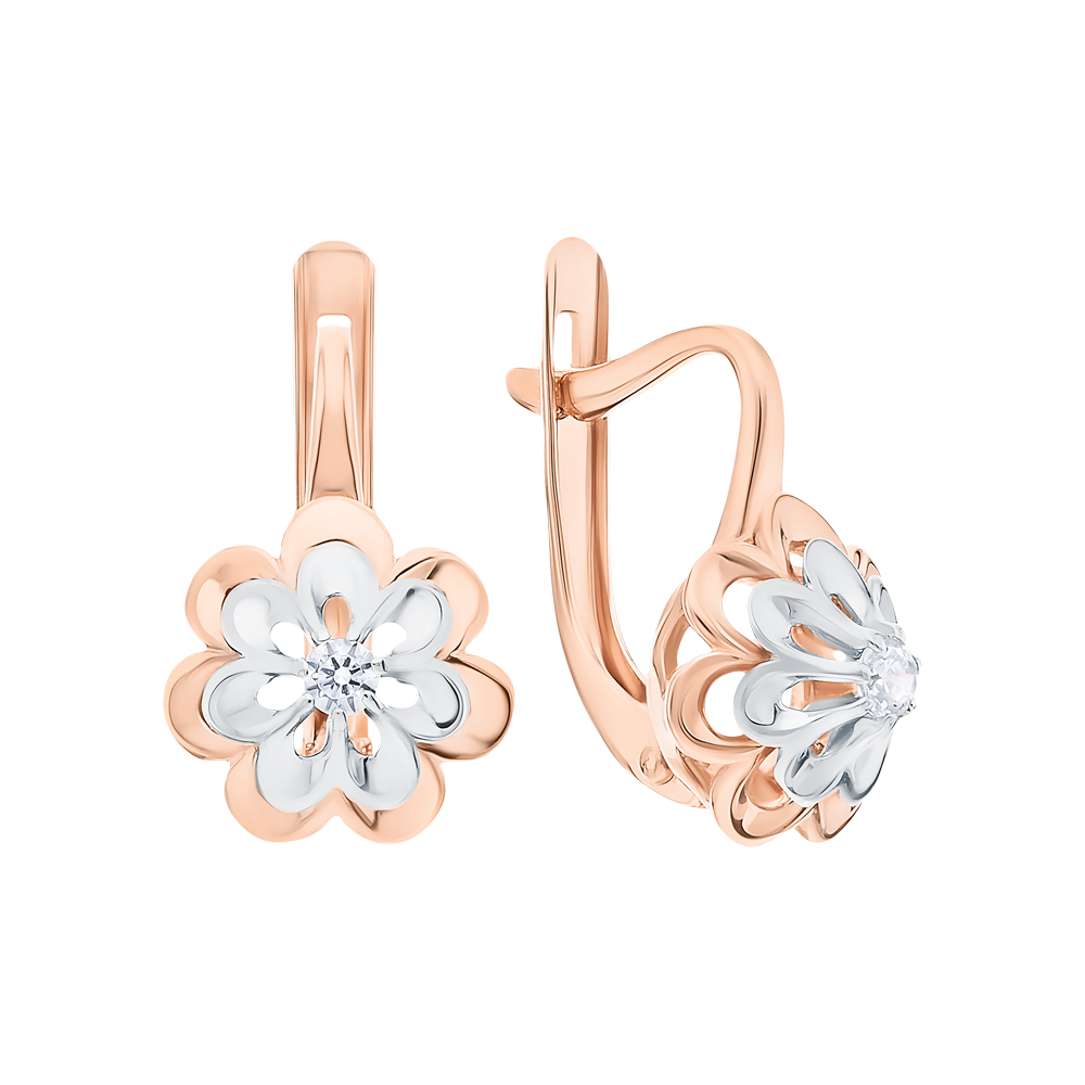 

Серьги из комбинированного золота с фианитом Carlin 2000256, 2000256