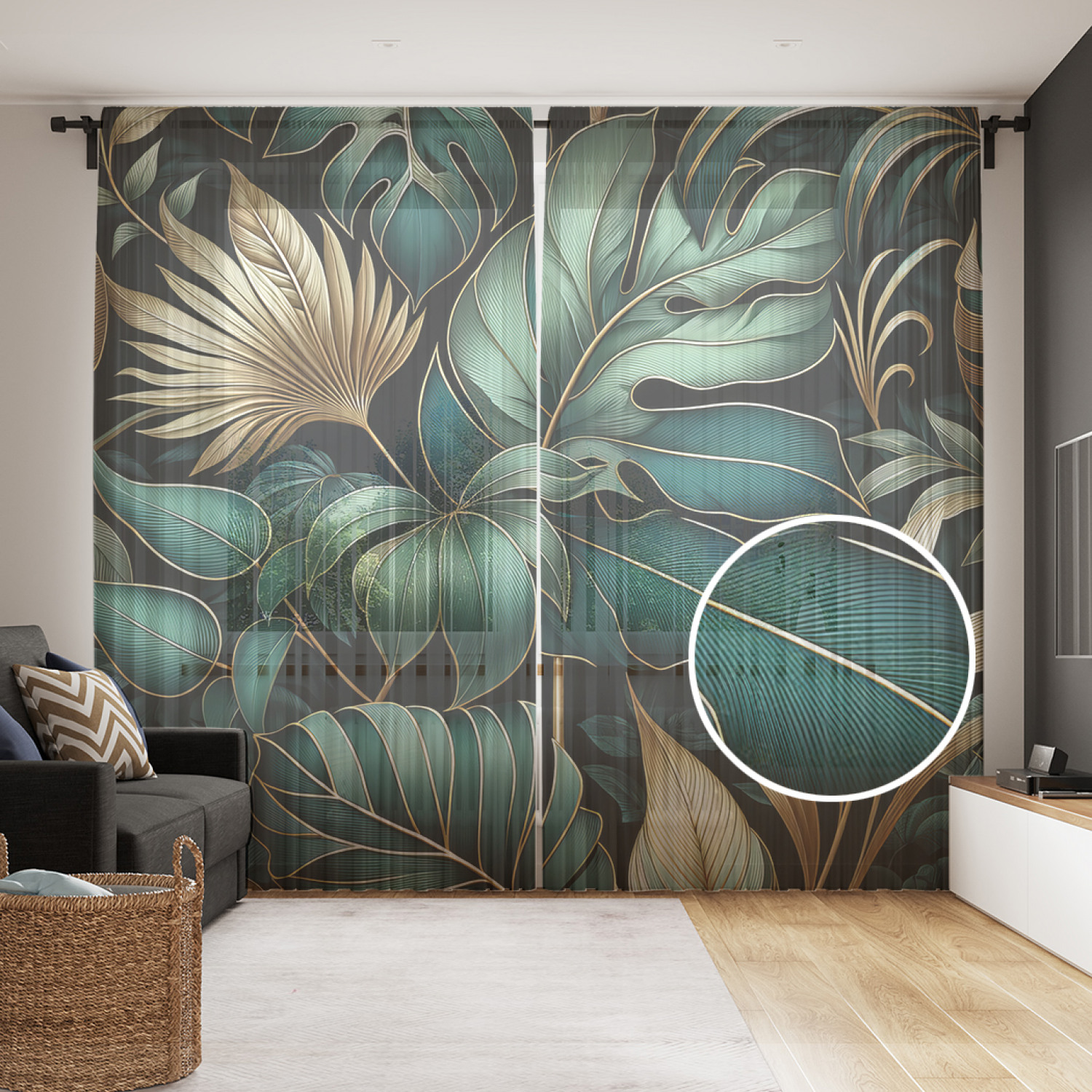 

Тюль JoyArty Золотые листья 290x265, tul_sd1801_145x265