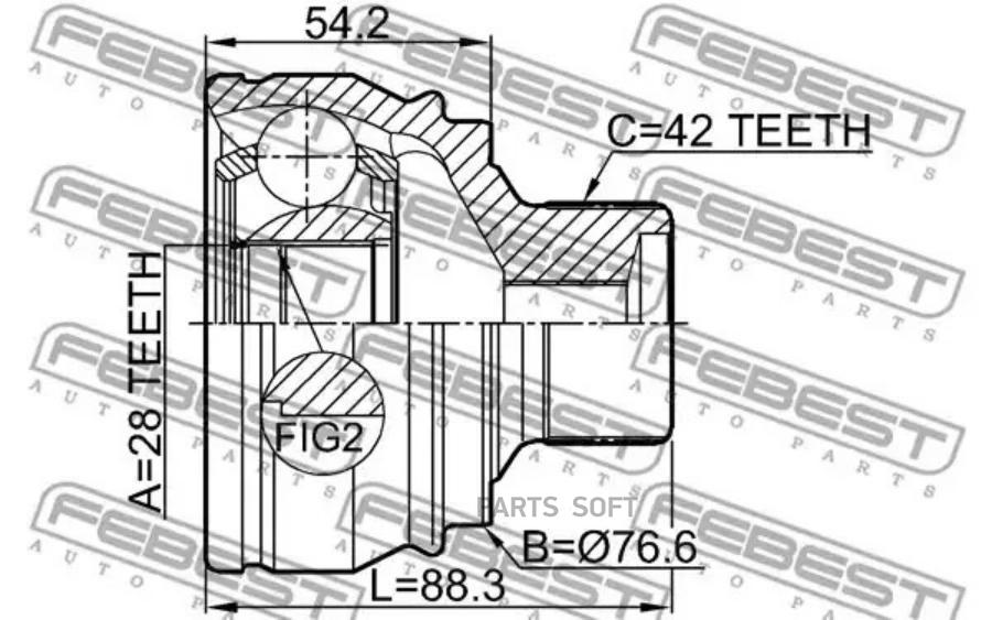 

FEBEST Шрус наружный 28x76.5x42 AUDI A5S5 COU.SPORT. 2008- FEBEST 1710-A7 FEBEST 1710-A7