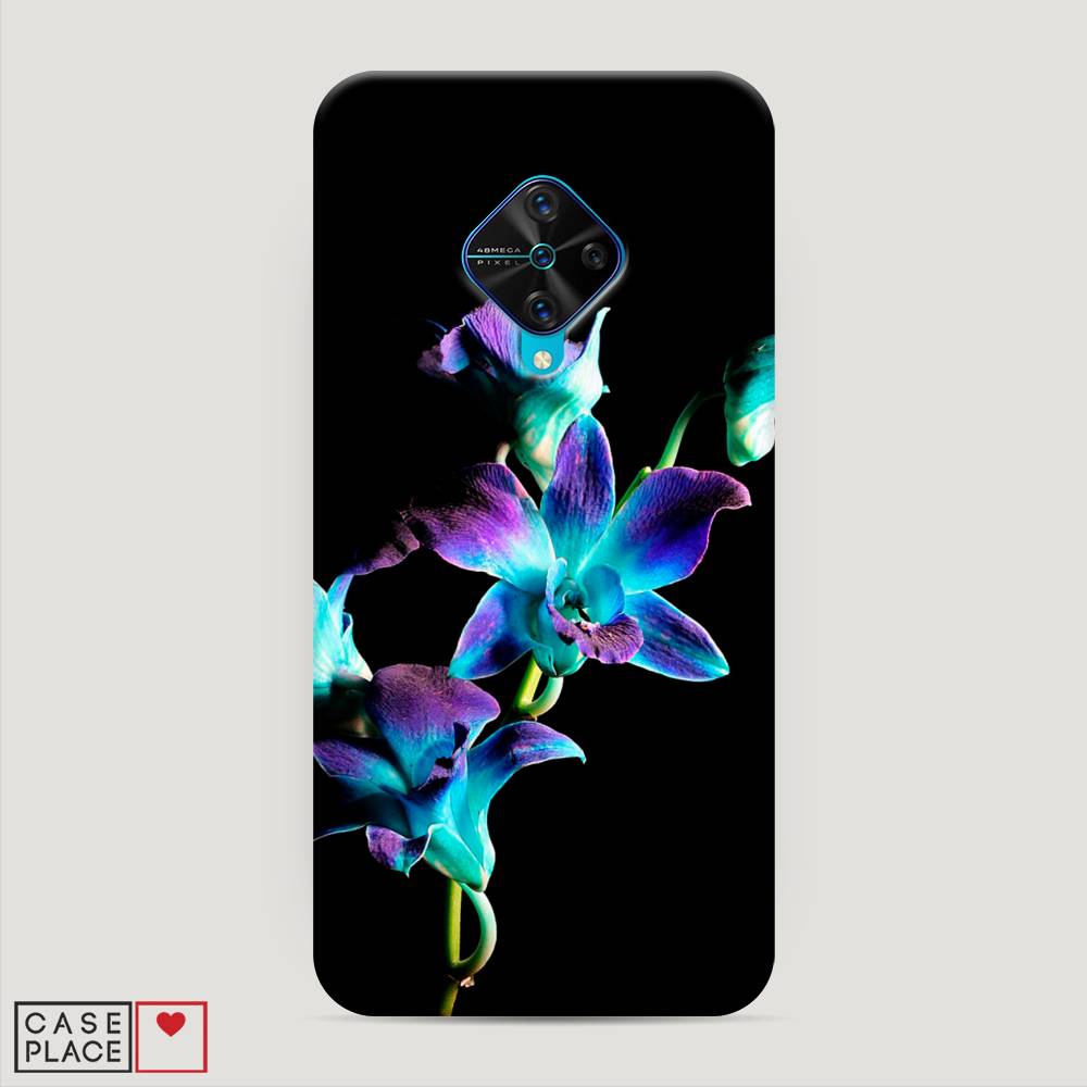 

Пластиковый чехол "Синий цветок на черном" на Vivo Y9s, 262420-6