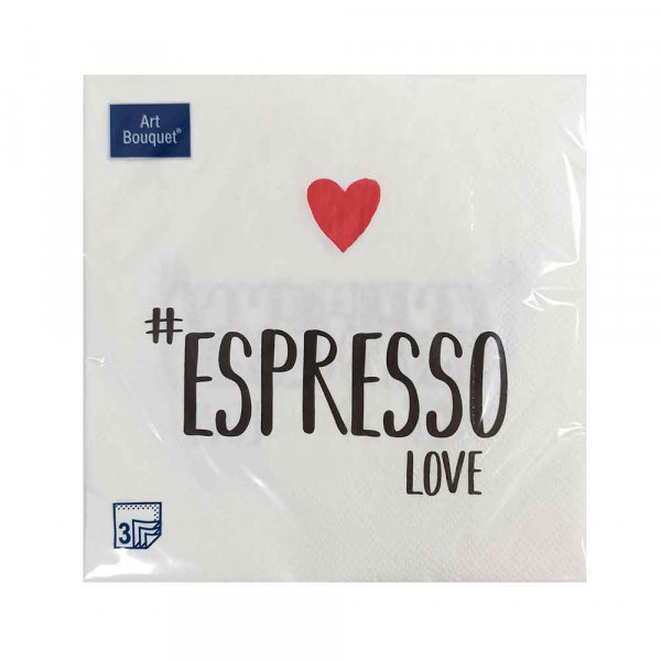 

Салфетки Art Bouquet Espresso Love 3-х слойные, 33х33 см, 20 шт., Белый, Espresso
