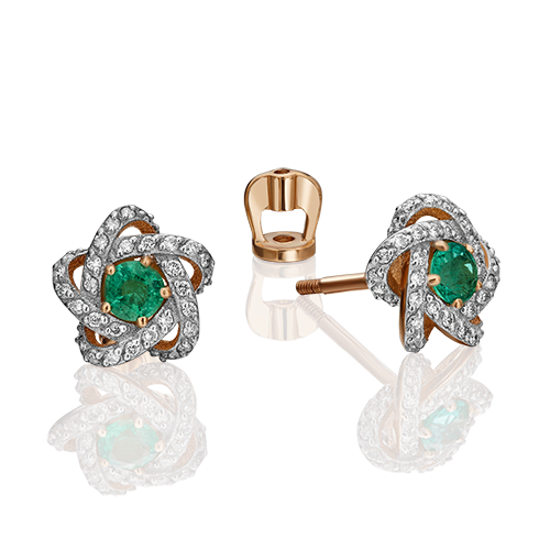 

Серьги пусеты из золота PLATINA jewelry 02-0775, изумруд/бриллиант, 02-0775