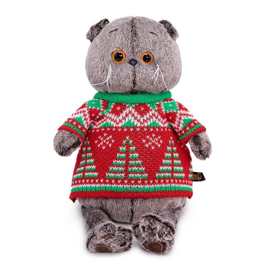 Мягкая игрушка BUDI BASA Басик в свитере с елками 19 см, Ks19-189