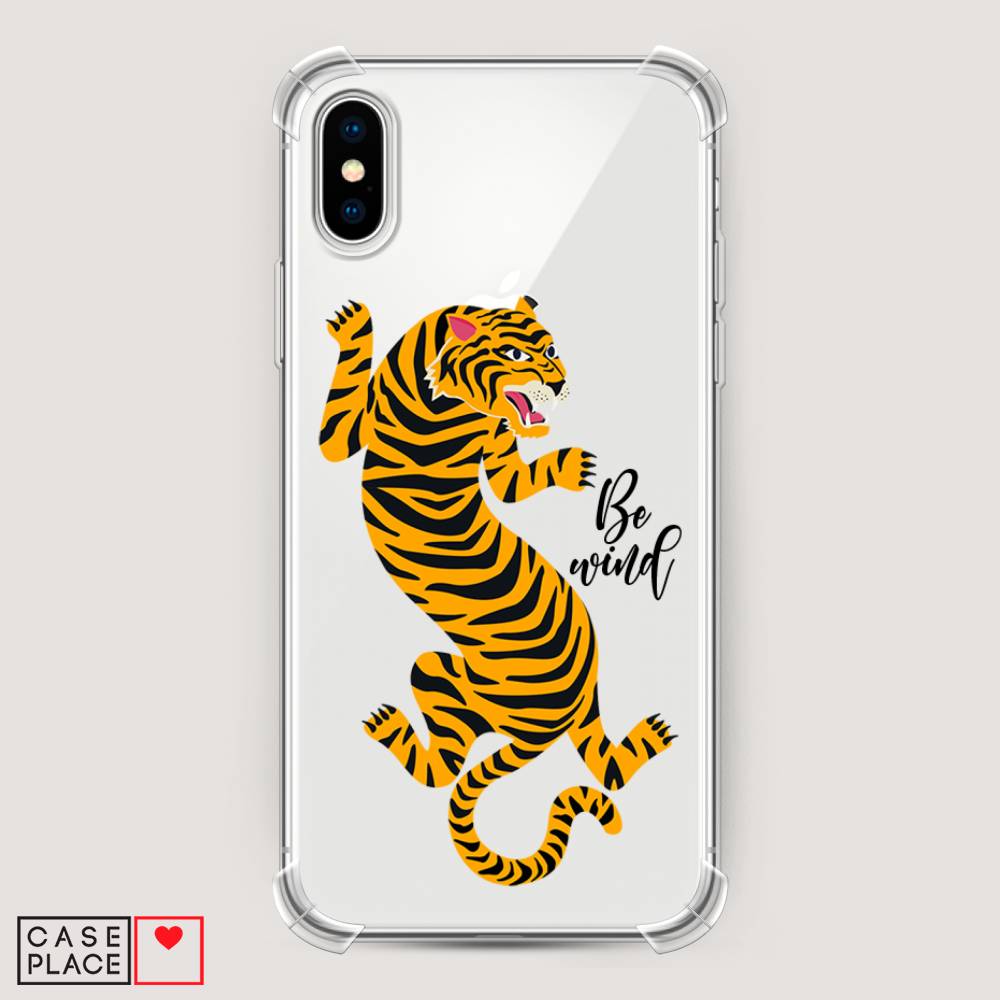 фото Противоударный силиконовый чехол "tiger be wind" на apple iphone xs max (10s max) awog