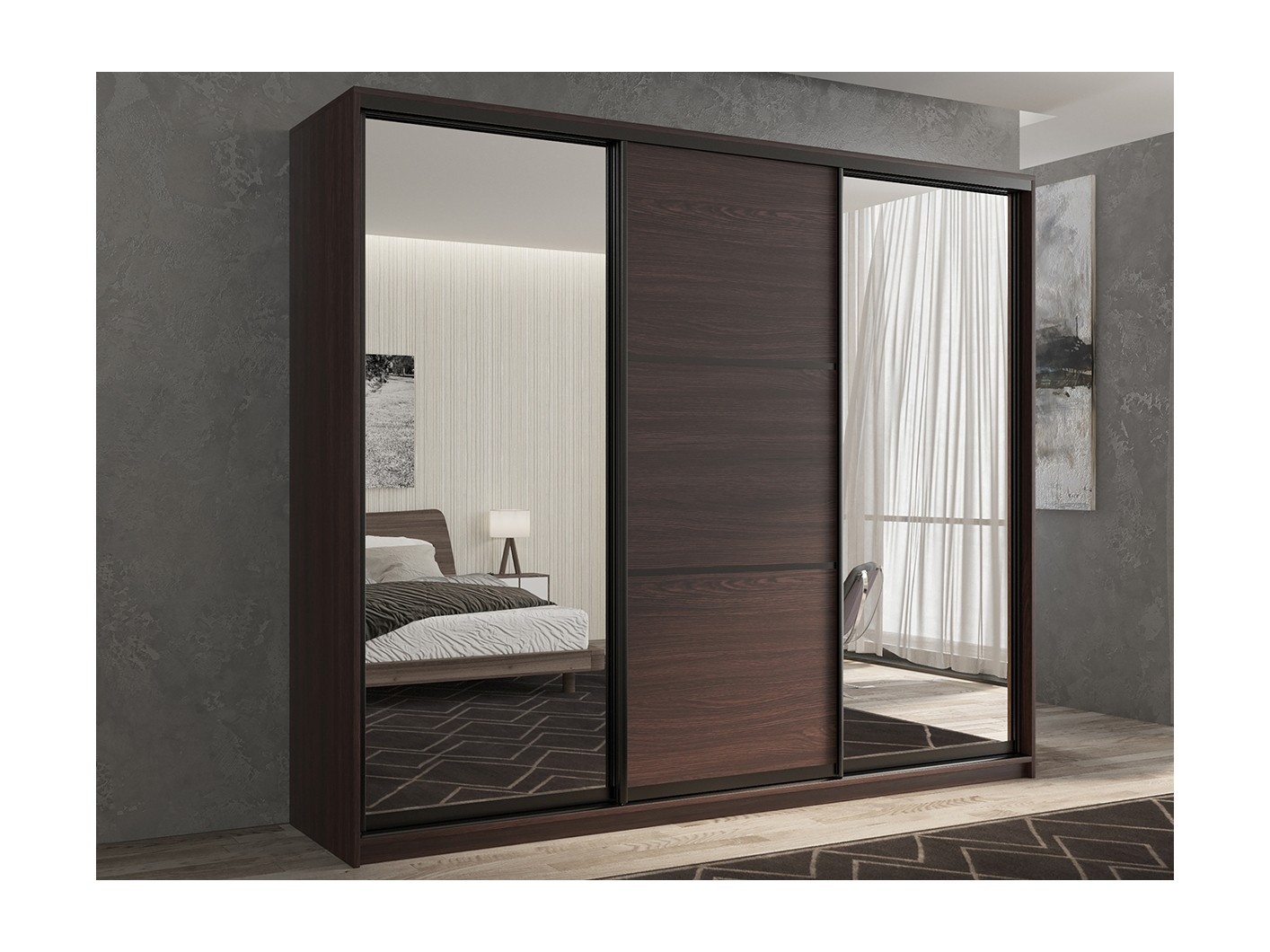 

Шкаф-купе 3-х дверный Кааппи 3 Венге 210х45х230 см