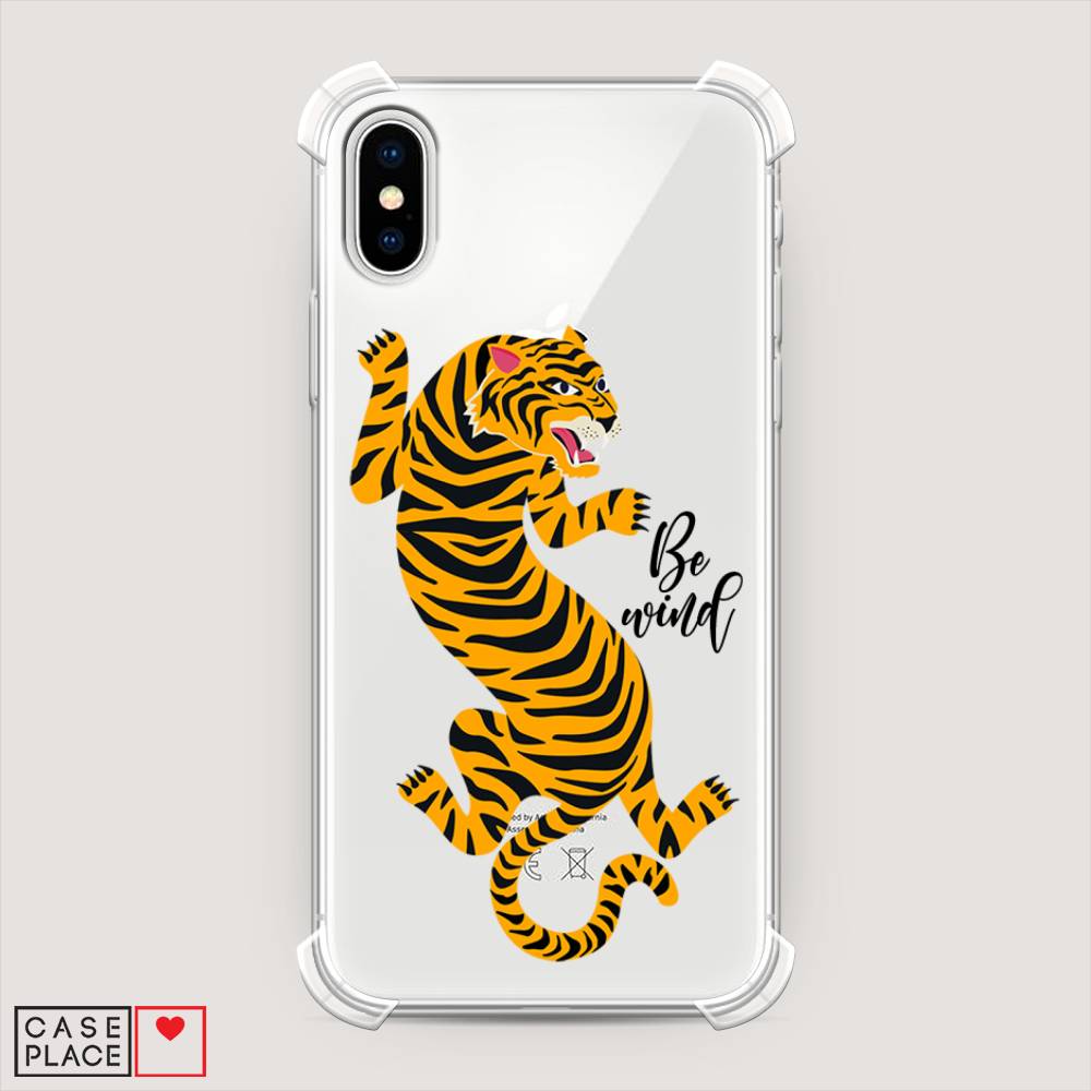 

Чехол Awog на Apple iPhone X (10) / Айфон X (10) "Tiger be wind", Разноцветный, 11051-1