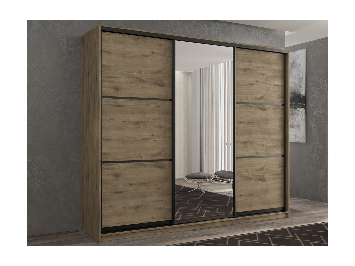 

Шкаф-купе 3-х дверный Кааппи 2 Дуб Эвок Прибрежный 180х60х230 см