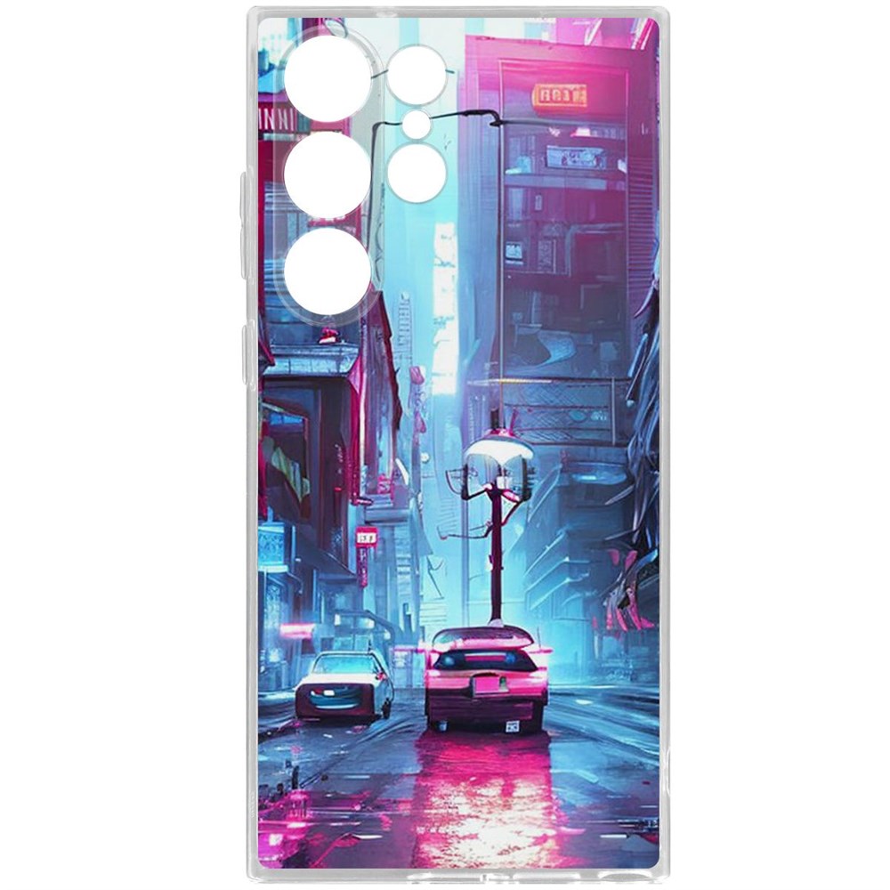 Чехол-накладка Krutoff Clear Case Киберпанк Улица для Samsung Galaxy S23 Ultra
