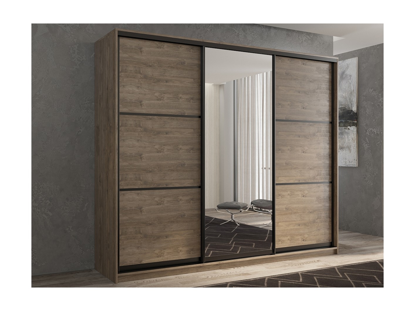 

Шкаф-купе 3-х дверный Кааппи 2 Дуб Харбор Эспрессо 210х45х230 см