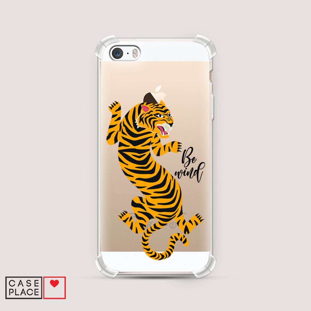 фото Противоударный силиконовый чехол "tiger be wind" на apple iphone 5 awog