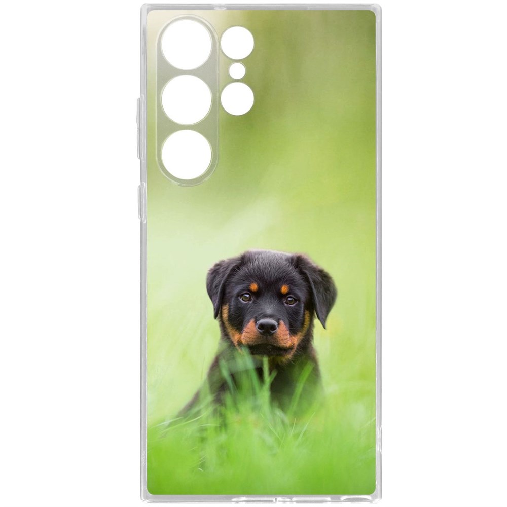 

Чехол-накладка Krutoff Clear Case Щенок ротвейлера для Samsung Galaxy S23 Ultra, Прозрачный