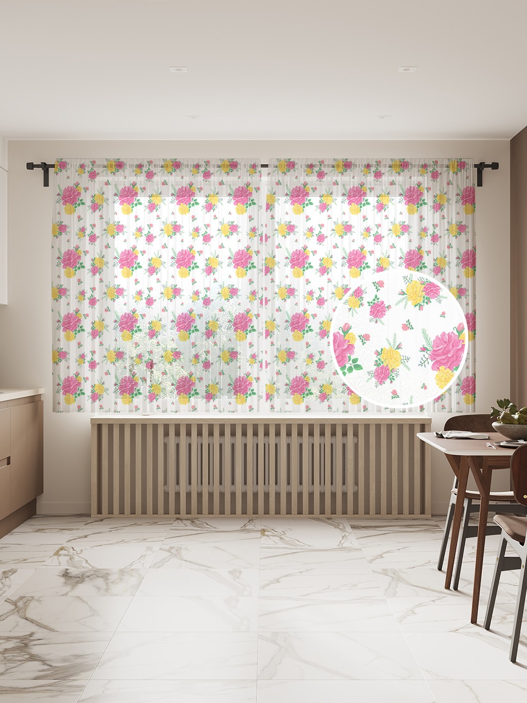 

Фототюль JoyArty "Классические розы" 145x180см (2 полотна со шторной лентой + 50 крючков), Классические розы