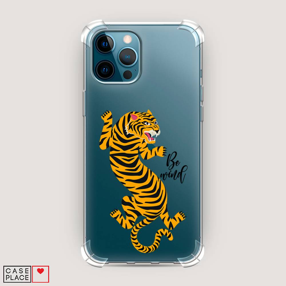 фото Противоударный силиконовый чехол "tiger be wind" на apple iphone 12 pro max awog