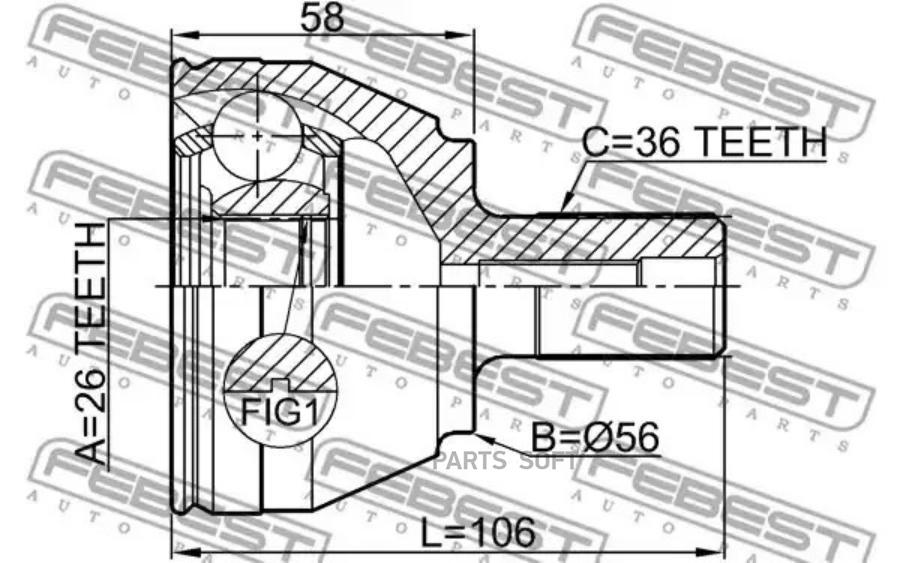 

FEBEST Шрус наружный 26x56x36 FEBEST 2110-CB4TD