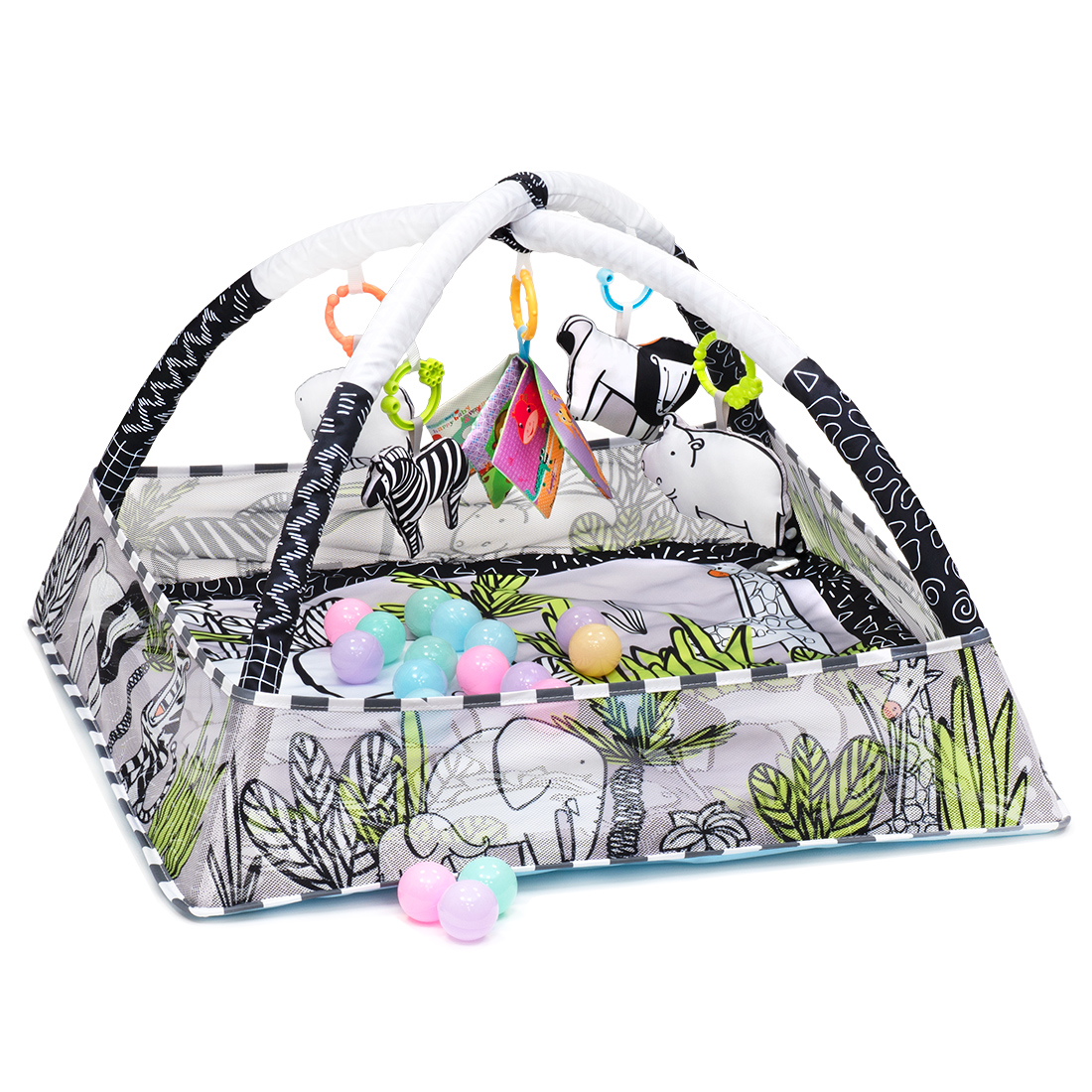 Коврик Funkids Play Ground Gym с игрушками, шариками и складными бортиками, CC9040-1