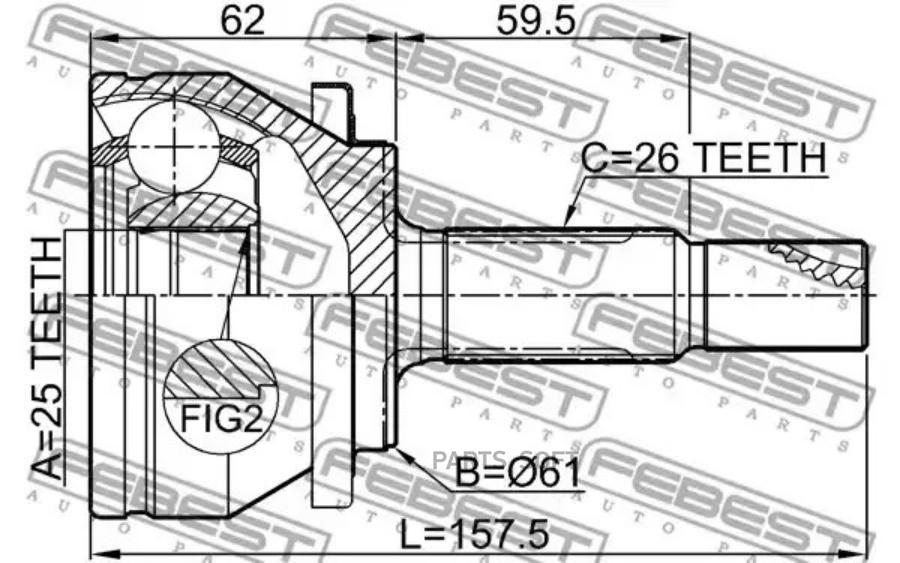 

FEBEST Шрус наружный 25x61x26 FEBEST 0110-ZRE181