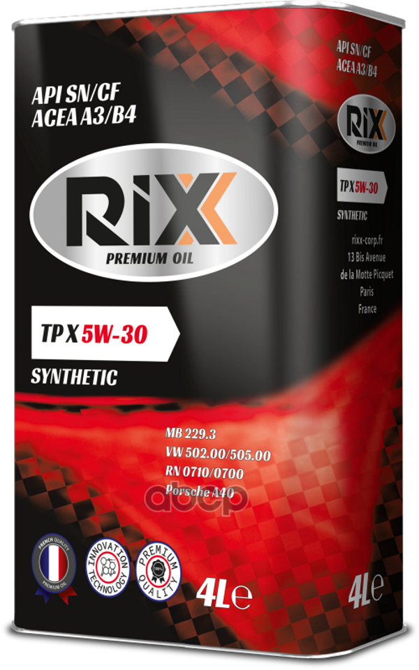 Моторное масло RIXX синтетическое Tp X 5W30 Sn/Cf A3/B4 4л