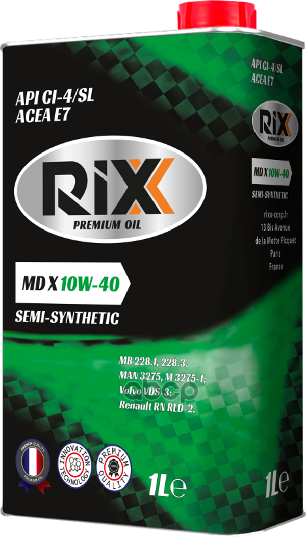 фото Моторное масло п/синт. rixx md x 10w-40 cl-4/sl 1л