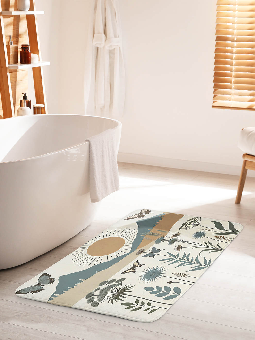 

Коврик для ванной туалета душа JoyArty "Бабочки над горами", bath_sd1401_60x100