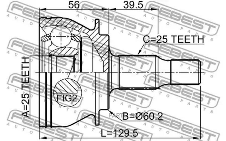 

FEBEST Шрус наружный 25x60.2x25 FEBEST 1610-169