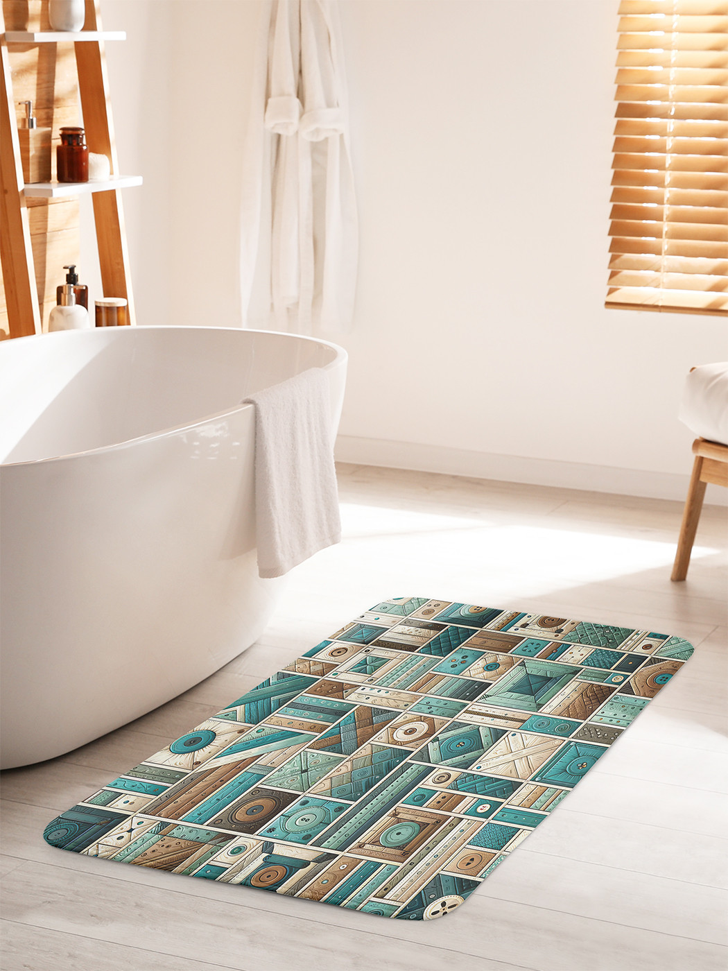 Коврик для ванной туалета JoyArty Голубой пэчворк bath_sd1133_60x100 1649₽