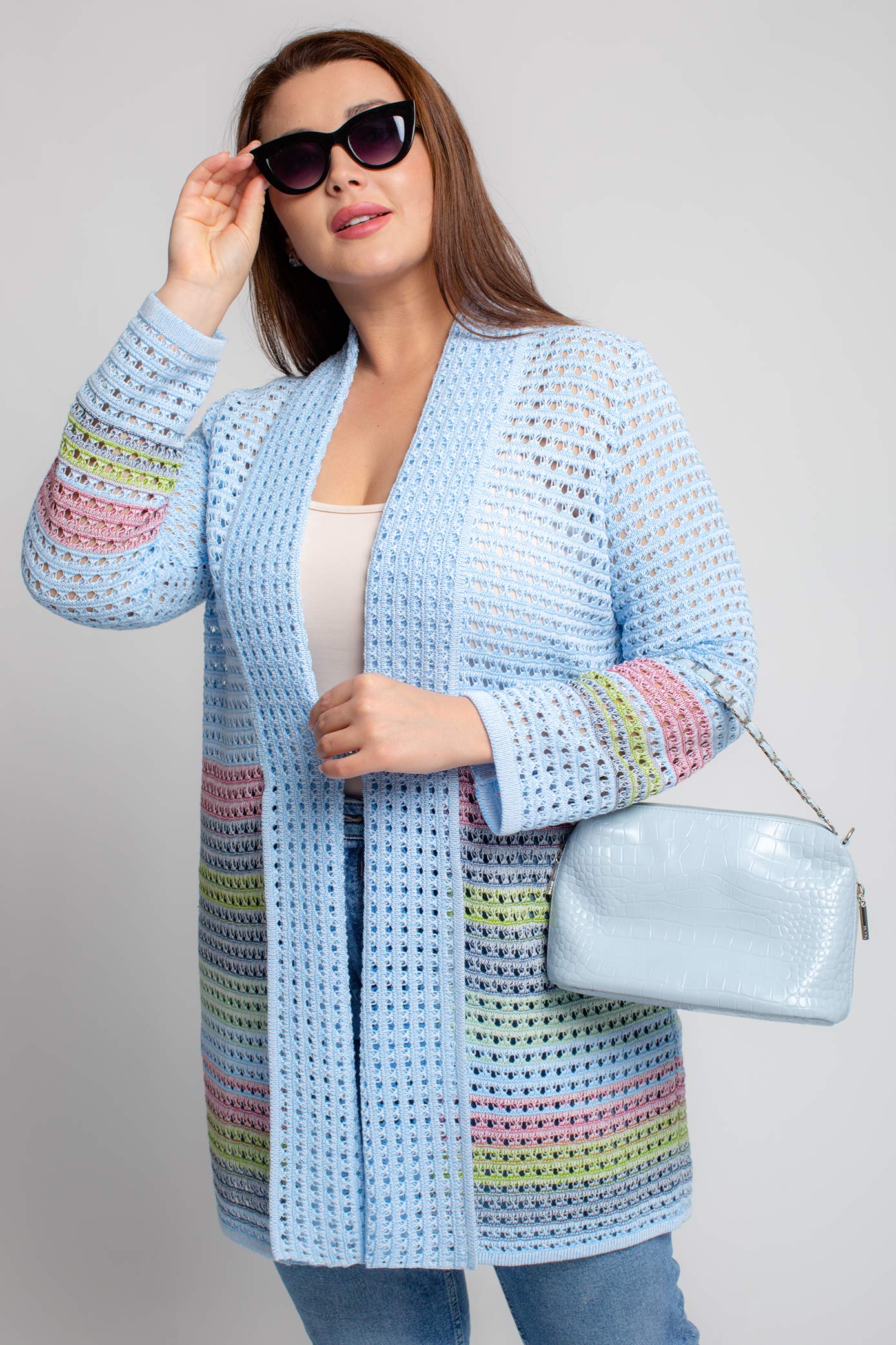 

Кардиган женский Злата Стиль М 2860 голубой 58 RU, М 2860