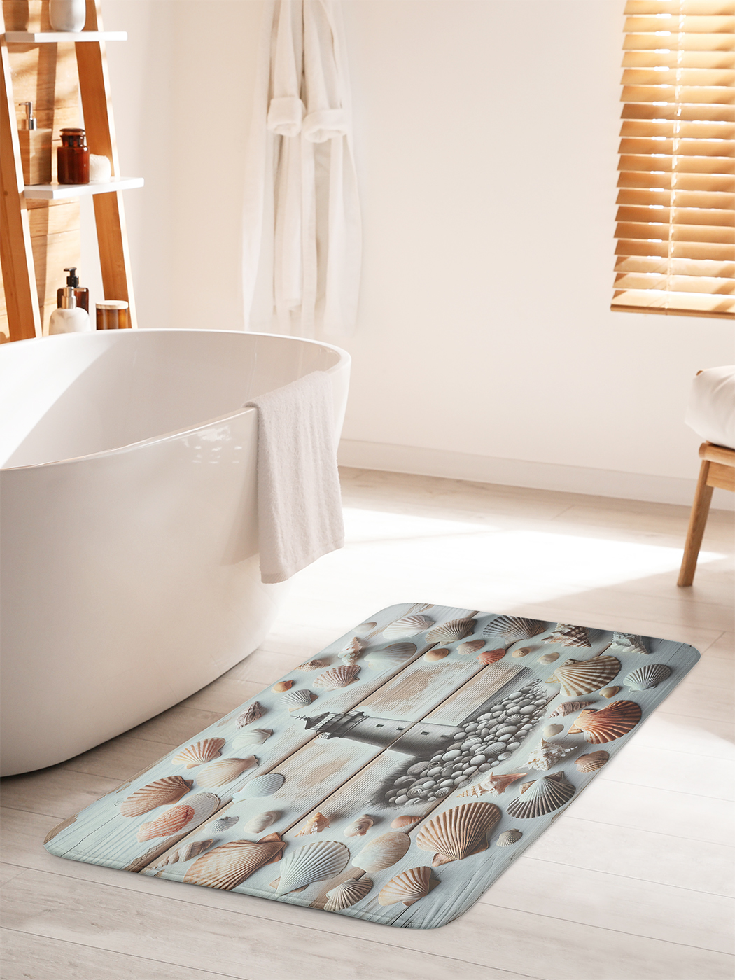 

Коврик для ванной туалета душа JoyArty "Маяк в ракушках", bath_sd1103_60x100