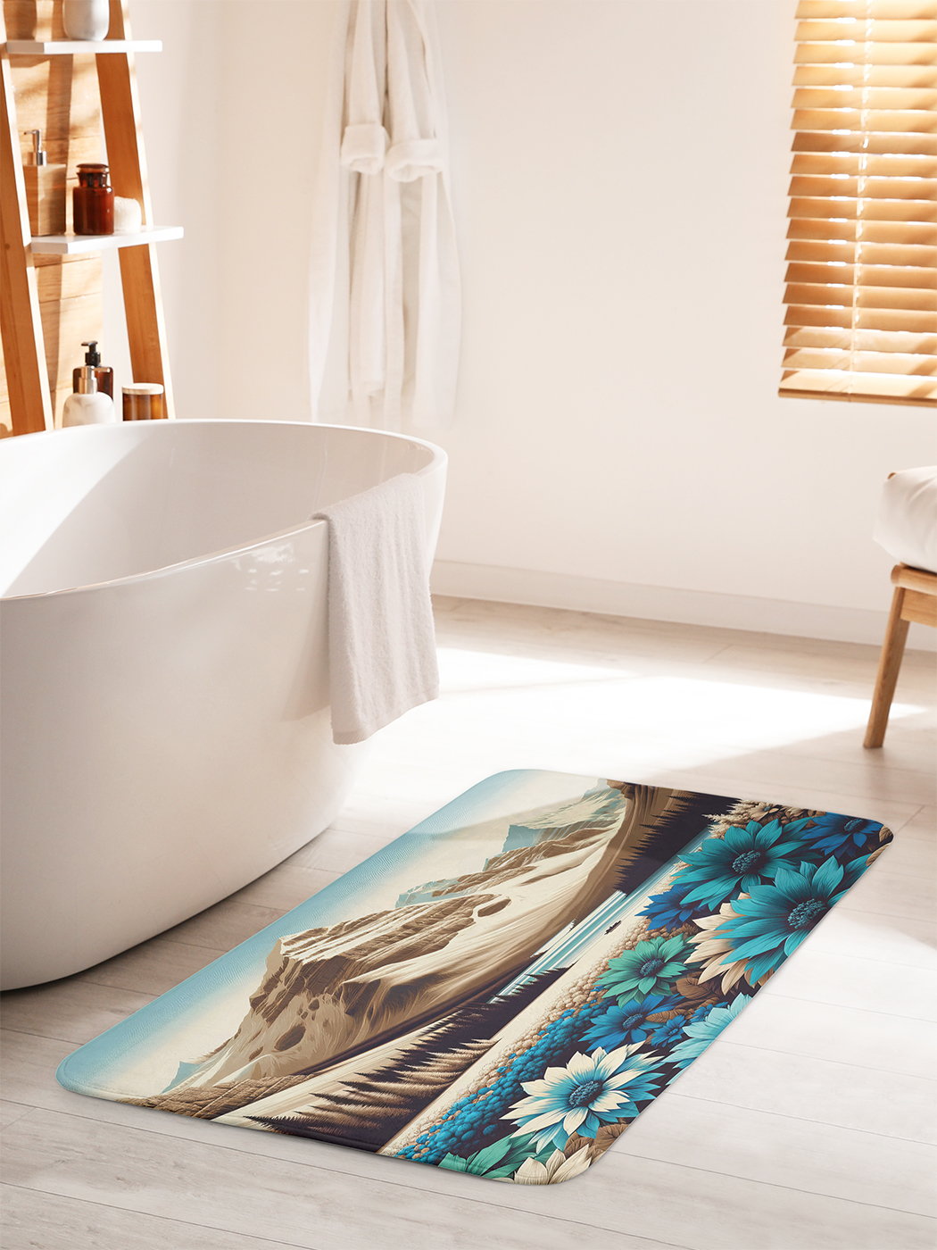

Коврик для ванной туалета душа JoyArty "Поляна в горах", bath_sd1085_60x100