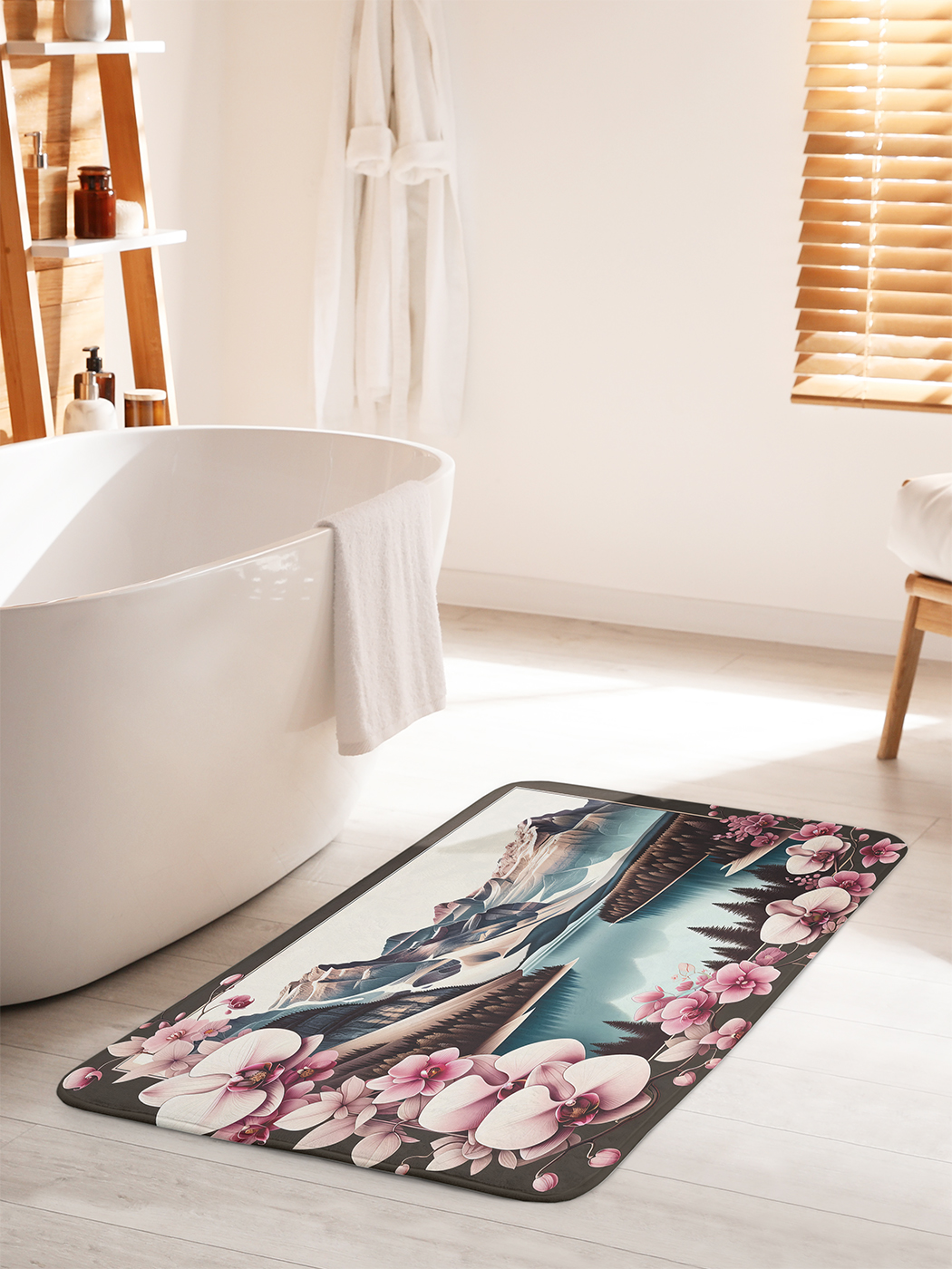 

Коврик для ванной туалета душа JoyArty "Орхидея в горах", bath_sd1067_60x100